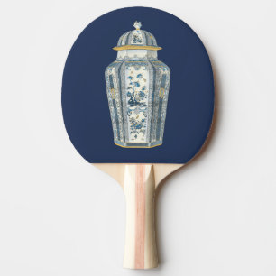 Raquette De Ping Pong Urne asiatique décorative dans bleu et blanc