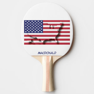 Raquette De Ping Pong USA FLAG & MAP Personnalisé