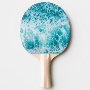 Raquette De Ping Pong Vagues tropicales de l'océan bleu