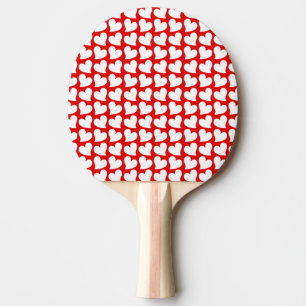 RAQUETTE DE PING PONG VALENTINES COEURS ROUGE ET BLANC VALENTINE