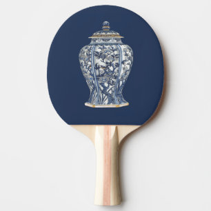 Raquette De Ping Pong Vase bleu et blanc à porcelaine par le studio de