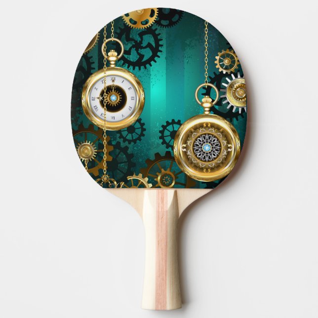 Raquette De Ping Pong Veille bijoux Steampunk sur un Arrière - plan vert (Devant)