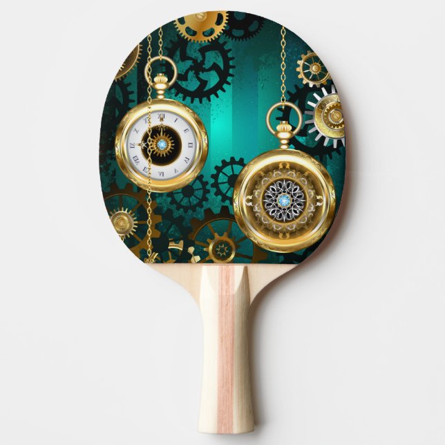 Raquette De Ping Pong Veille bijoux Steampunk sur un Arrière - plan vert (Devant)