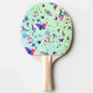Raquette De Ping Pong Vert avec conception musicale colorée