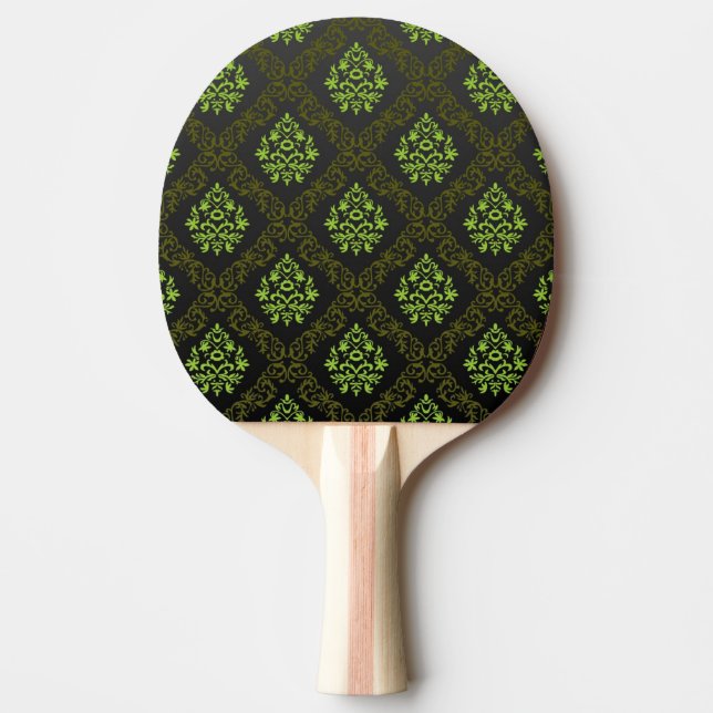Raquette De Ping Pong Vert floral de papier peint (Devant)