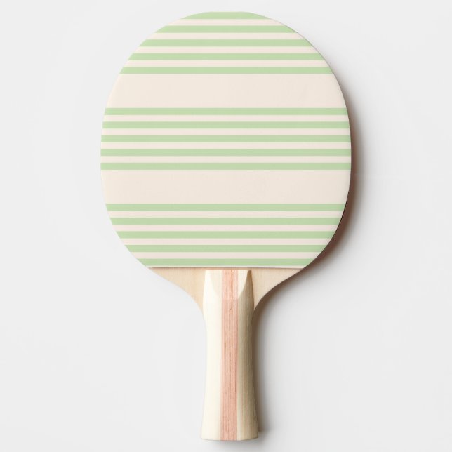 Raquette De Ping Pong Vert pâle et beige cinq rayures motif (Devant)