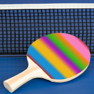 Raquette De Ping Pong Vibrantes rayures dégradées arc-en-ciel multicolor