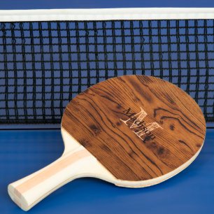 Raquette De Ping Pong Vintage bois brun brun roux Monogramme