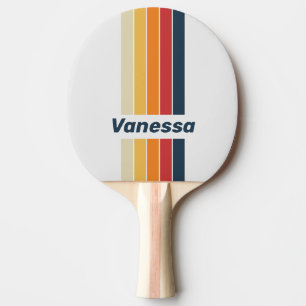 Raquette De Ping Pong Vintage Rayé Arc-en-ciel Décoloré avec Nom