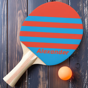 Raquette De Ping Pong Vintage Sport Ocean Légères Rayures avec Nom