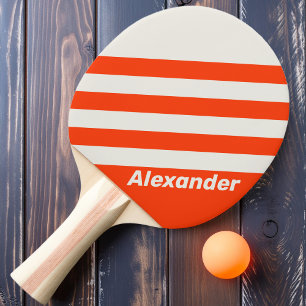 Raquette De Ping Pong Vintage Sport Rayures Orange Coucher de Soleil ave