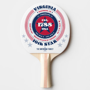 Raquette De Ping Pong Virginia Pride typographie circulaire Monogramme