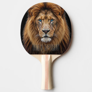 Raquette De Ping Pong Visage de lion majestueux aux yeux bleus Anima f
