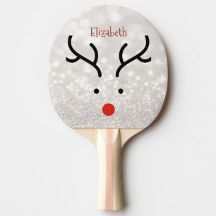 Raquette De Ping Pong Visage de renne adorable, Bokeh 