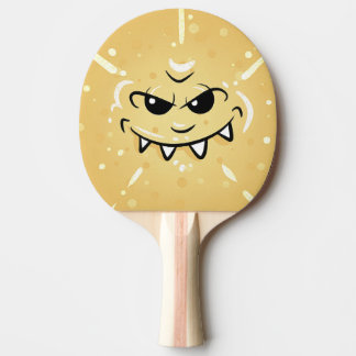 Raquette De Ping Pong Visage jaune drôle avec le sourire sournois