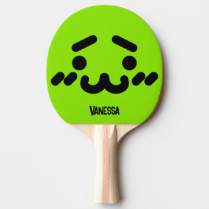 Raquette De Ping Pong Visage Mignon Gauche Vert avec Nom