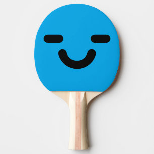 Raquette De Ping Pong Visage Satisfait Bleu