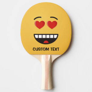 Raquette De Ping Pong Visage souriant aux yeux en forme de coeur