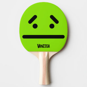 Raquette De Ping Pong Visage Vert Vide Triste avec Nom