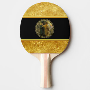 Raquette De Ping Pong Visitation à Dawn Jesus frappe sur une porte rusti