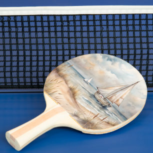 Raquette De Ping Pong Voile paisible Watercolor Côte