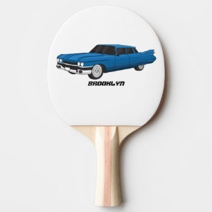 Raquette De Ping Pong Voiture classique bleue cool 1959
