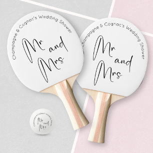 Raquette De Ping Pong Wedding shower de script moderne M. et Mme.