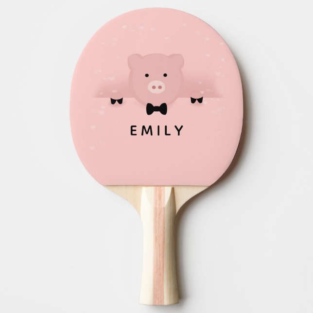 Raquette De Ping Pong Whimsal & Fancy Pink Pig mignonne animal de ferme (Devant)