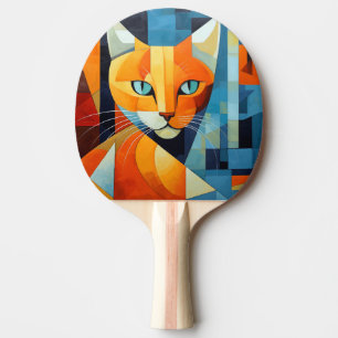 Raquette De Ping Pong Whiskers Abstraits : Chat orange