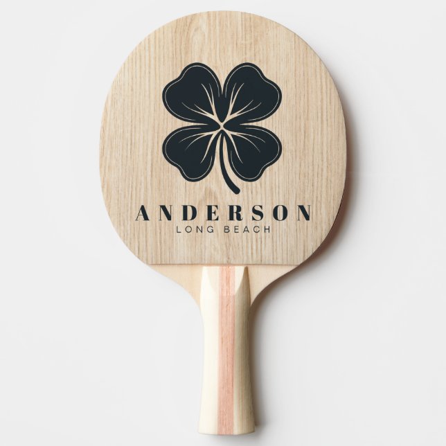 Raquette De Ping Pong White Pine Four Leaf Clover with Name (Devant)