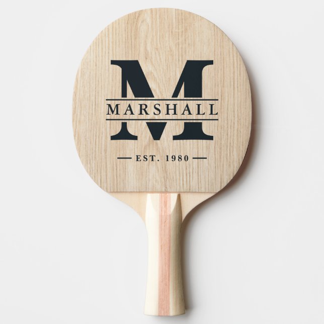 Raquette De Ping Pong White Pine Monogram & Name Overlay (Devant)