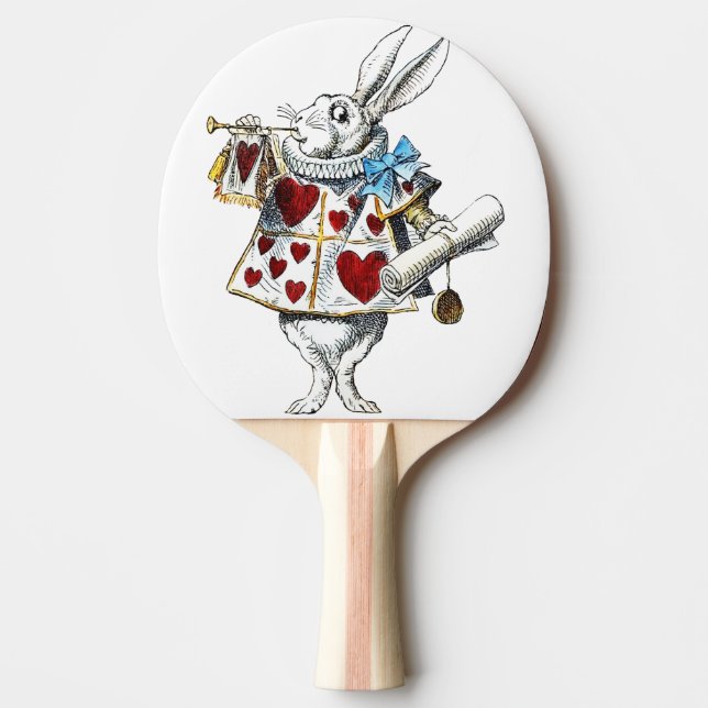 Raquette De Ping Pong White Rabbit Alice Wonderland Hearts (Devant)