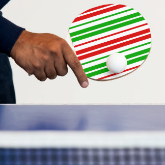Raquette De Ping Pong White Red Green Stripes Pattern  