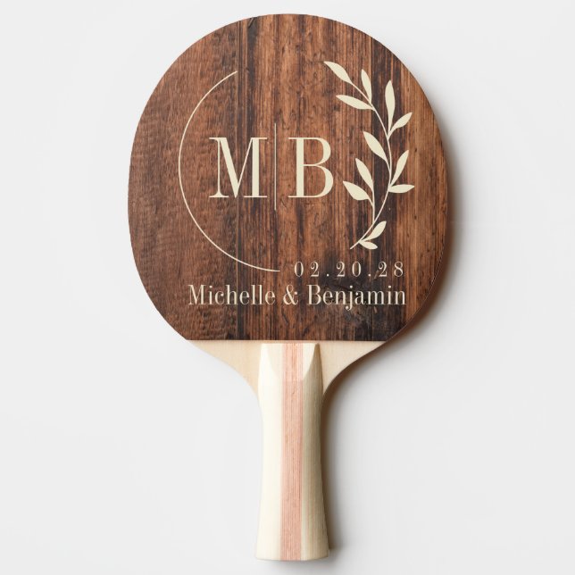 Raquette De Ping Pong Worn Cutting Board Leaf Wedding Monogram (Dos)
