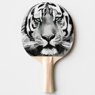 Raquette De Ping Pong Yeux bleus noirs et blancs de tigre
