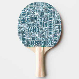 Raquette De Ping Pong Yin Yan Nuage de Mots Texte Motif Interconnexion