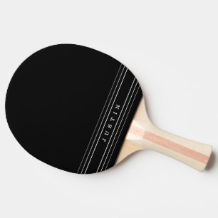 Raquette De Ping Pong Your Custom Text & Modern Stripes   Black & White
