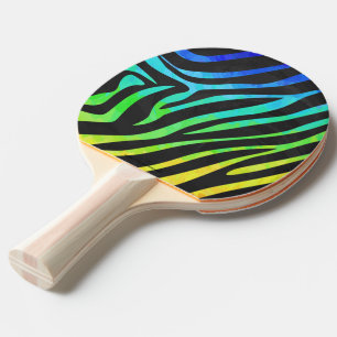 Raquette De Ping Pong Zebra Black et Rainbow Print