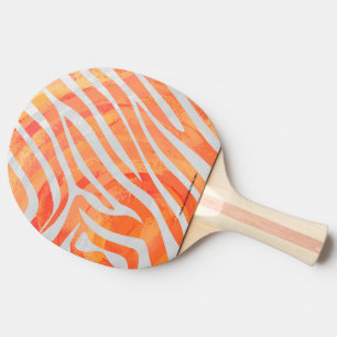 Raquette De Ping Pong Zebra Orange and White Print