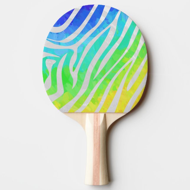 Raquette De Ping Pong Zebra Rainbow et White Print (Dos)