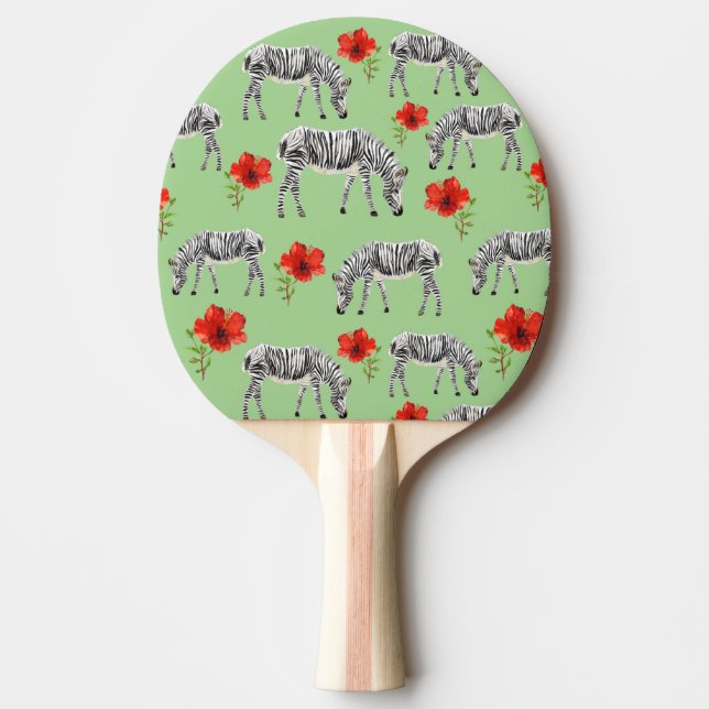 Raquette De Ping Pong Zèbres parmi les fleurs d'Hibiscus (Devant)