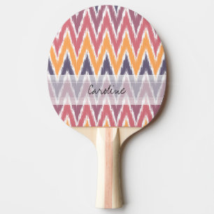 Raquette De Ping Pong Zigzag orange pourpre Pattrn d'Ikat Chevron de