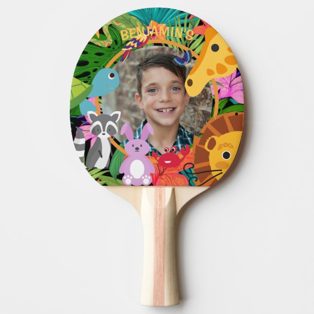 Raquette De Ping Pong Zoo Wild Animal Jungle Safari Anniversaire de enfa (Devant)