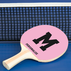 Raquette de tennis de ping pong rose monogrammée