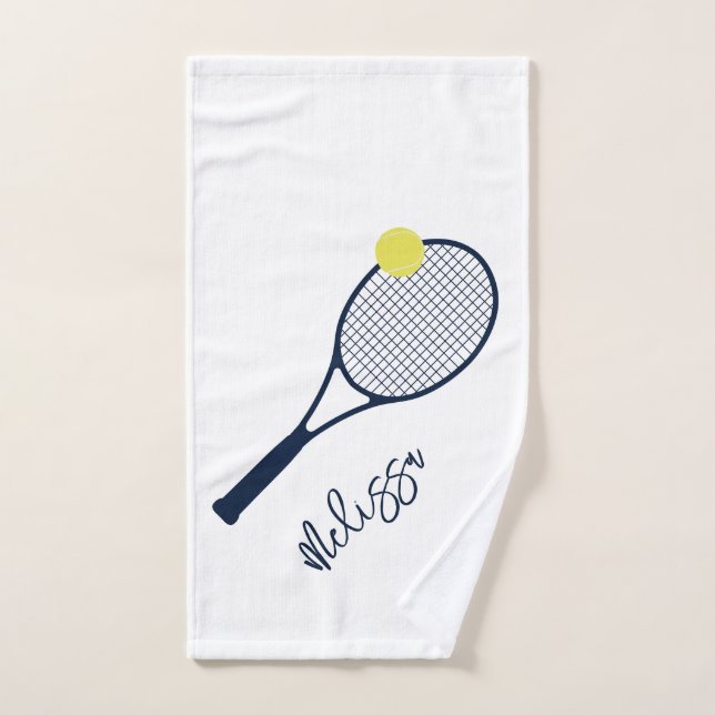 Raquette du joueur de tennis personnalisé et boule (Serviette à main)