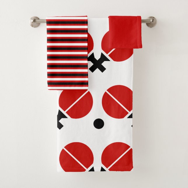 Raquettes de ping-pong et boule en noir, rouge (En situation)