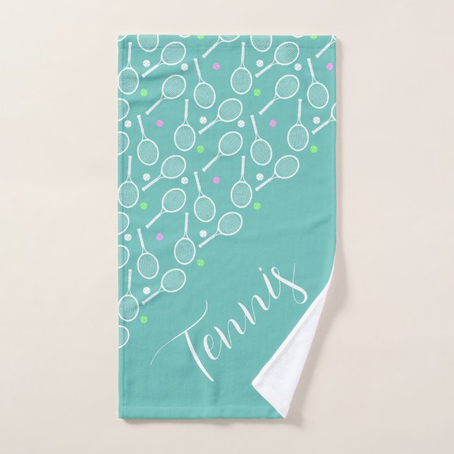 Raquettes de tennis et boules Dusty Green (Serviette à main)