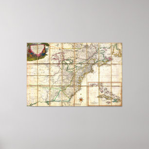 RARE 1779 Colonial America Map by Rene Phelippeaux Canvas Print