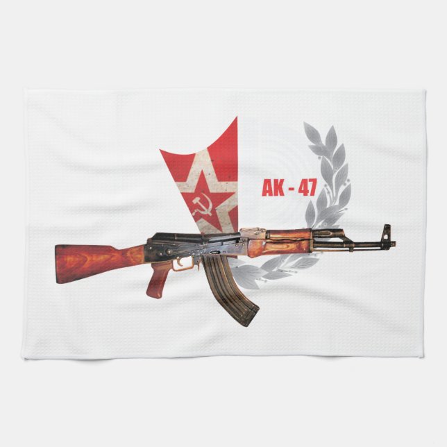 RARE AK-47 ARMY KALASHNIKOV GUN MILITARY KITCHEN TOWEL (Horizontal)