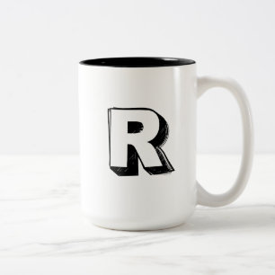 Rare and Respected R - Personalized Luxury Two-Tone Coffee Mug